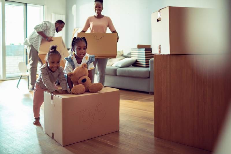 Family moves into new home.