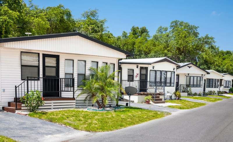 Rows of manufactured homes.